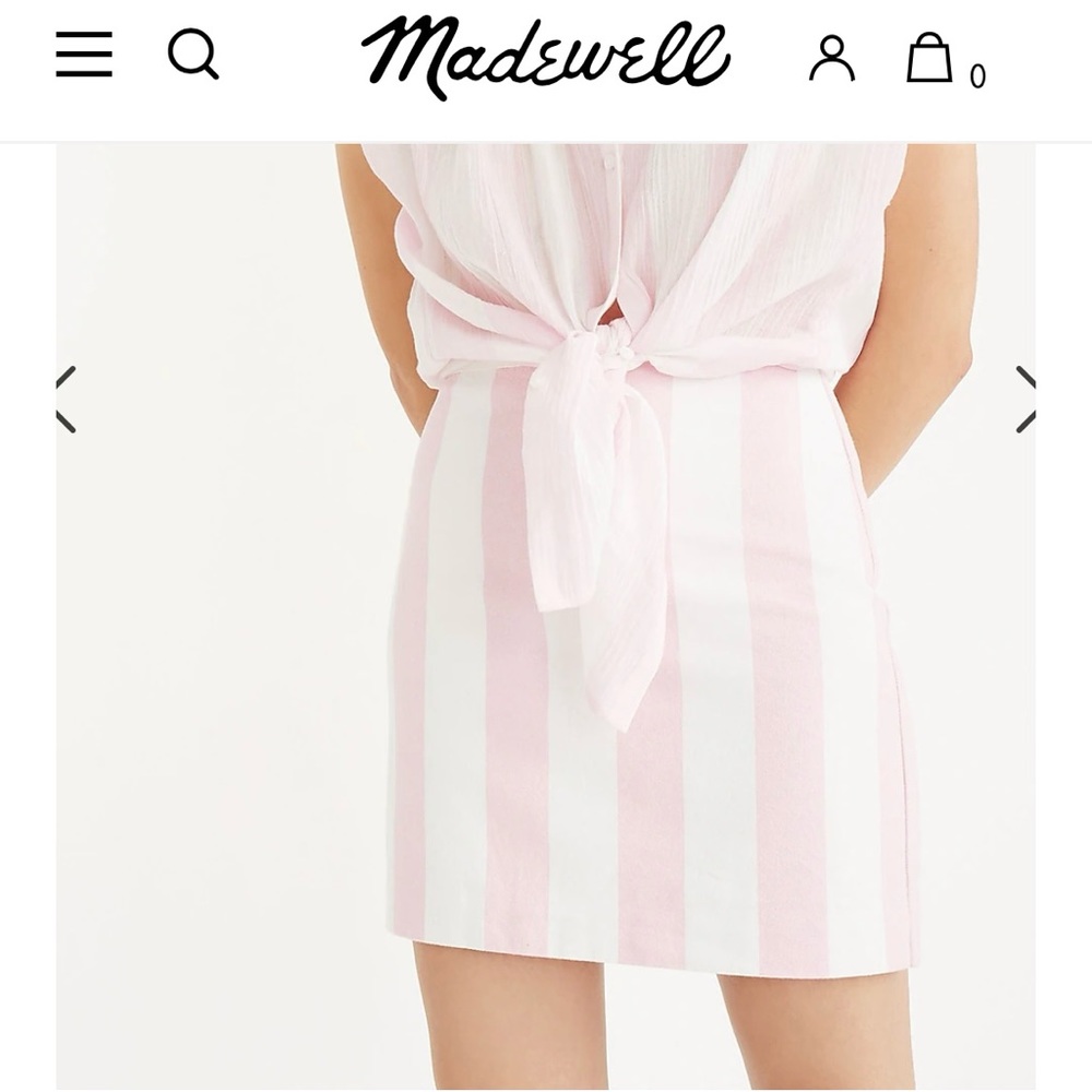 Pink and white Madewell skirt